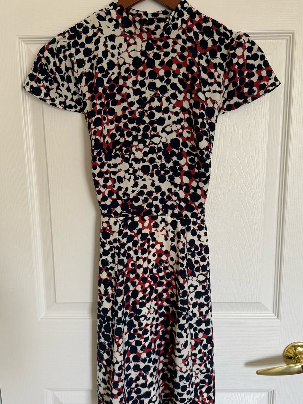 City Studio Navy, Red and White Printed Short-Sleeve Midi Dress